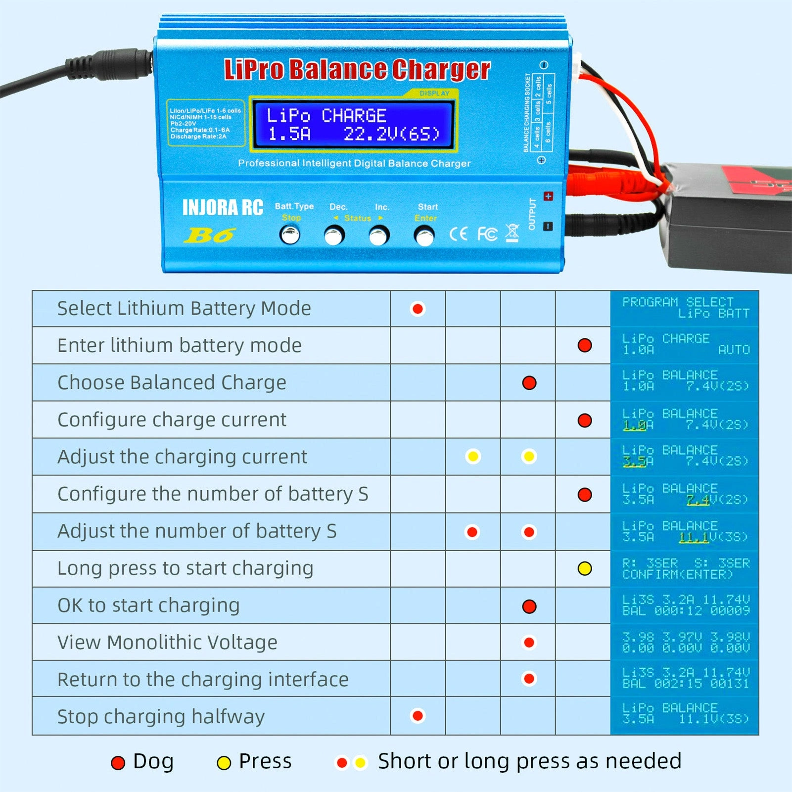 INJORA B6 Charger: Unleash Your LiPo Power – Safe & Reliable Charging!